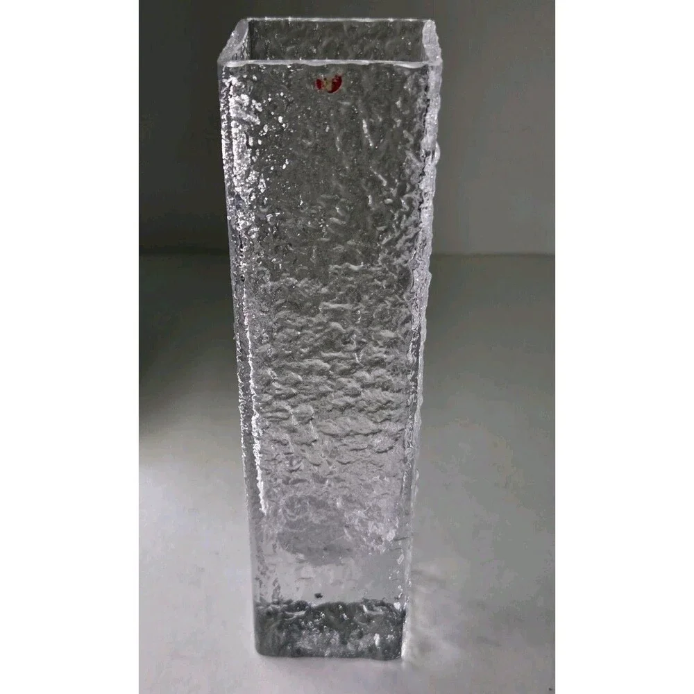 Vintage Iittala Finland Linearia Crinkle Square Vase 7.5